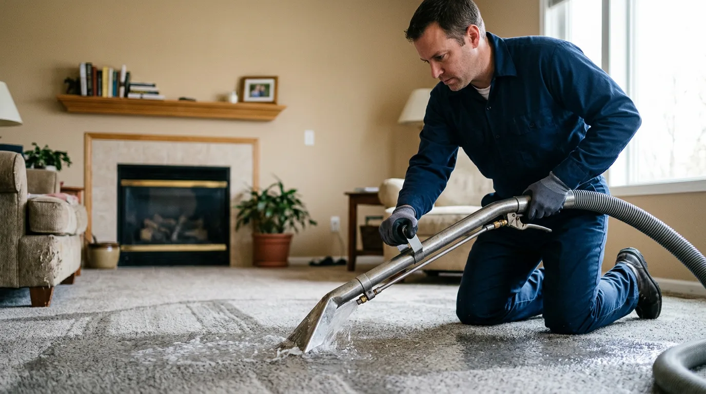 Water damage restoration technician working near Spanishburg, WV